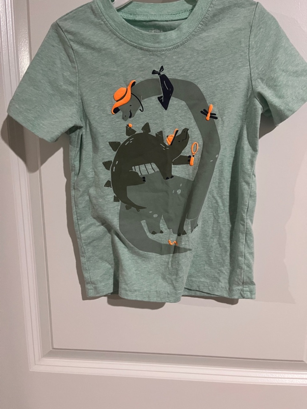 Carter's Light Green Short Sleeve Tee with Dark Green & Orange Dino Graphic